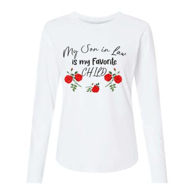 My Son In Law Is My Favorite Child Cute Red Flowers Mom Mama Womens Cotton Relaxed Long Sleeve T-Shirt