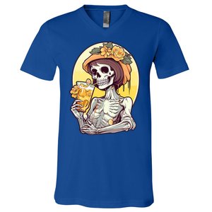 Momster Skeleton Ing Juice Funny Mom Mama Gift V-Neck T-Shirt