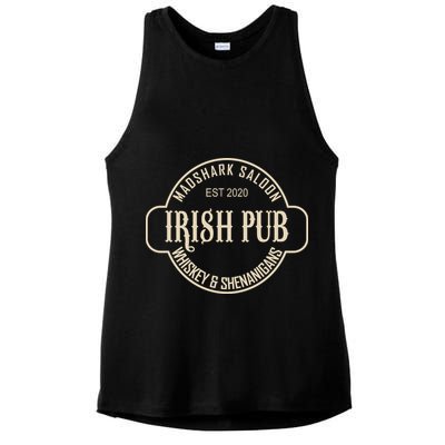 Madshark Saloon Irish Pub Whiskey & Shenanigans Ladies PosiCharge Tri-Blend Wicking Tank