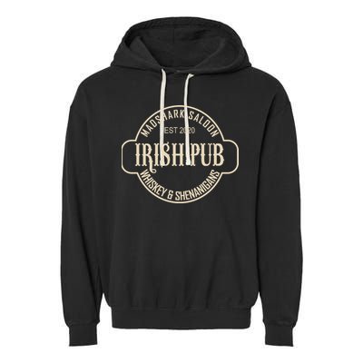 Madshark Saloon Irish Pub Whiskey & Shenanigans Garment-Dyed Fleece Hoodie