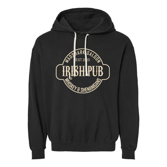 Madshark Saloon Irish Pub Whiskey & Shenanigans Garment-Dyed Fleece Hoodie