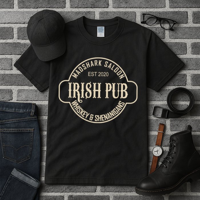 Madshark Saloon Irish Pub Whiskey & Shenanigans Tall T-Shirt