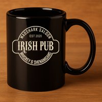 Madshark Saloon Irish Pub Whiskey & Shenanigans 11oz C Handle Ceramic Mug