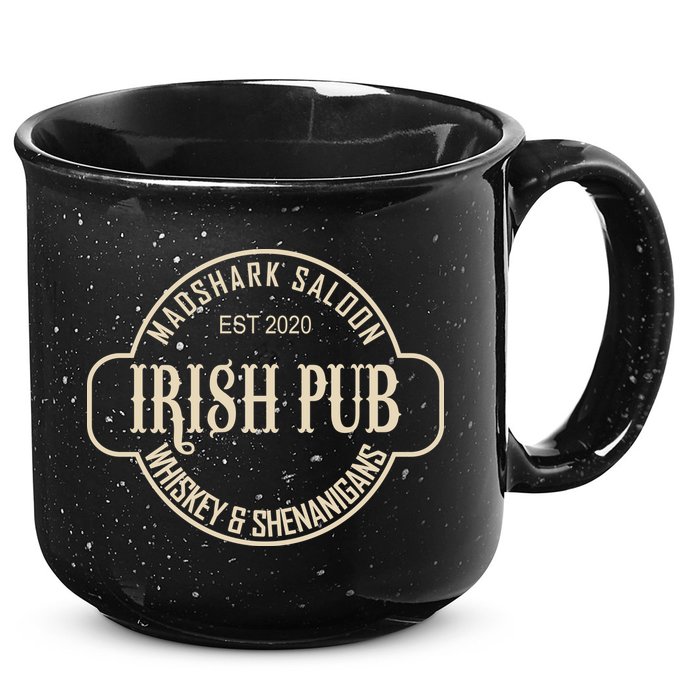 Madshark Saloon Irish Pub Whiskey & Shenanigans 15oz Campfire Ceramic Mug