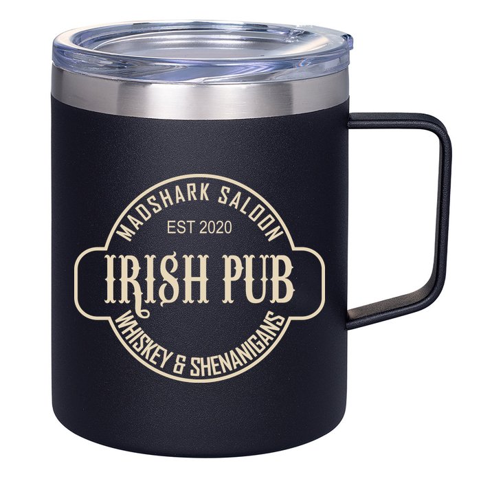 Madshark Saloon Irish Pub Whiskey & Shenanigans 12oz Stainless Steel Coffee Mug