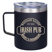 Madshark Saloon Irish Pub Whiskey & Shenanigans 12oz Stainless Steel Coffee Mug