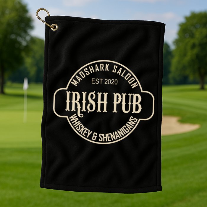 Madshark Saloon Irish Pub Whiskey & Shenanigans Golf Towel