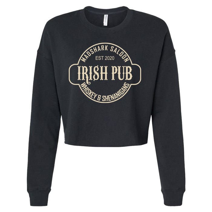 Madshark Saloon Irish Pub Whiskey & Shenanigans Cropped Pullover Crew
