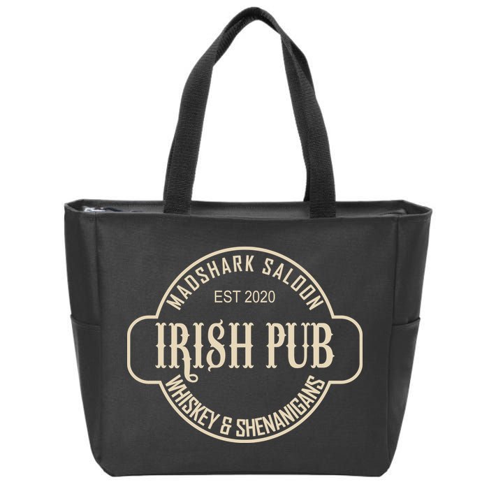 Madshark Saloon Irish Pub Whiskey & Shenanigans Zip Tote Bag