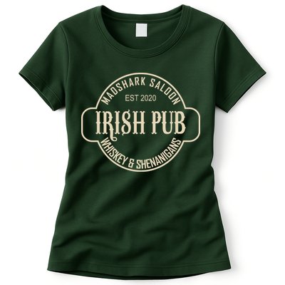 Madshark Saloon Irish Pub Whiskey & Shenanigans Womens T-Shirt