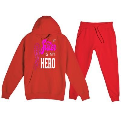 My Sister Is My Hero Breast Cancer Awareness Month Premium Hooded Sweatsuit Set