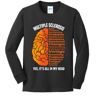 Multiple Sclerosis ItS All In My Head Kids Long Sleeve Shirt
