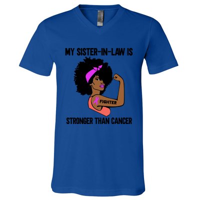 My SisterInLaw Is Stronger Than Cancer African American Gift V-Neck T-Shirt