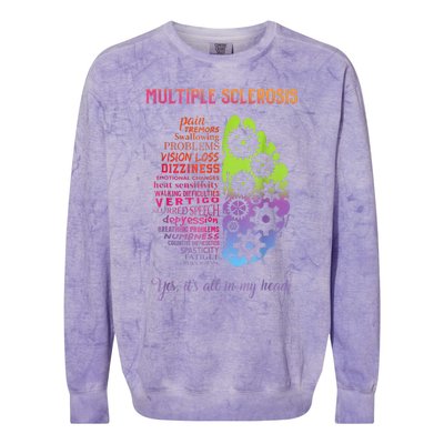 Multiple Sclerosis It's All In My Head Disease Fighter Colorblast Crewneck Sweatshirt