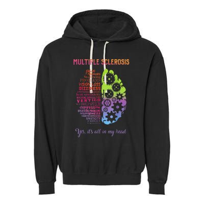 Multiple Sclerosis It's All In My Head Disease Fighter Garment-Dyed Fleece Hoodie