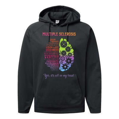 Multiple Sclerosis It's All In My Head Disease Fighter Performance Fleece Hoodie