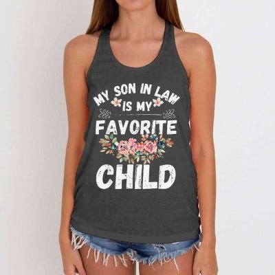 My Son In Law Is My Favorite Child Flower Funny Family Women's Knotted Racerback Tank