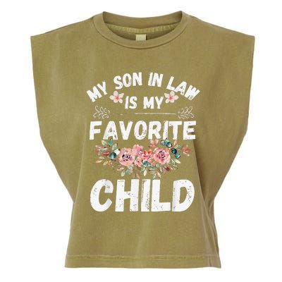 My Son In Law Is My Favorite Child Flower Funny Family Garment-Dyed Women's Muscle Tee