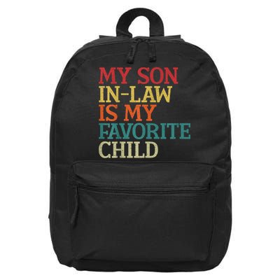 My Son In Law Is My Favorite Child Funny Family Humor Retro 16 in Basic Backpack