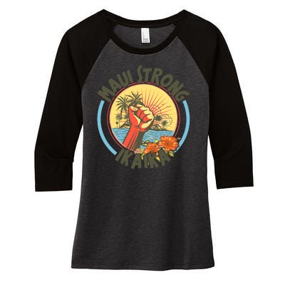 Maui Strong Ikaika Hawaii Women's Tri-Blend 3/4-Sleeve Raglan Shirt