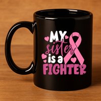 My Sister Is A Fighter Cancer Awareness 11oz C Handle Ceramic Mug