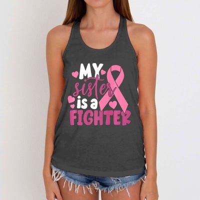 My Sister Is A Fighter Cancer Awareness Women's Knotted Racerback Tank