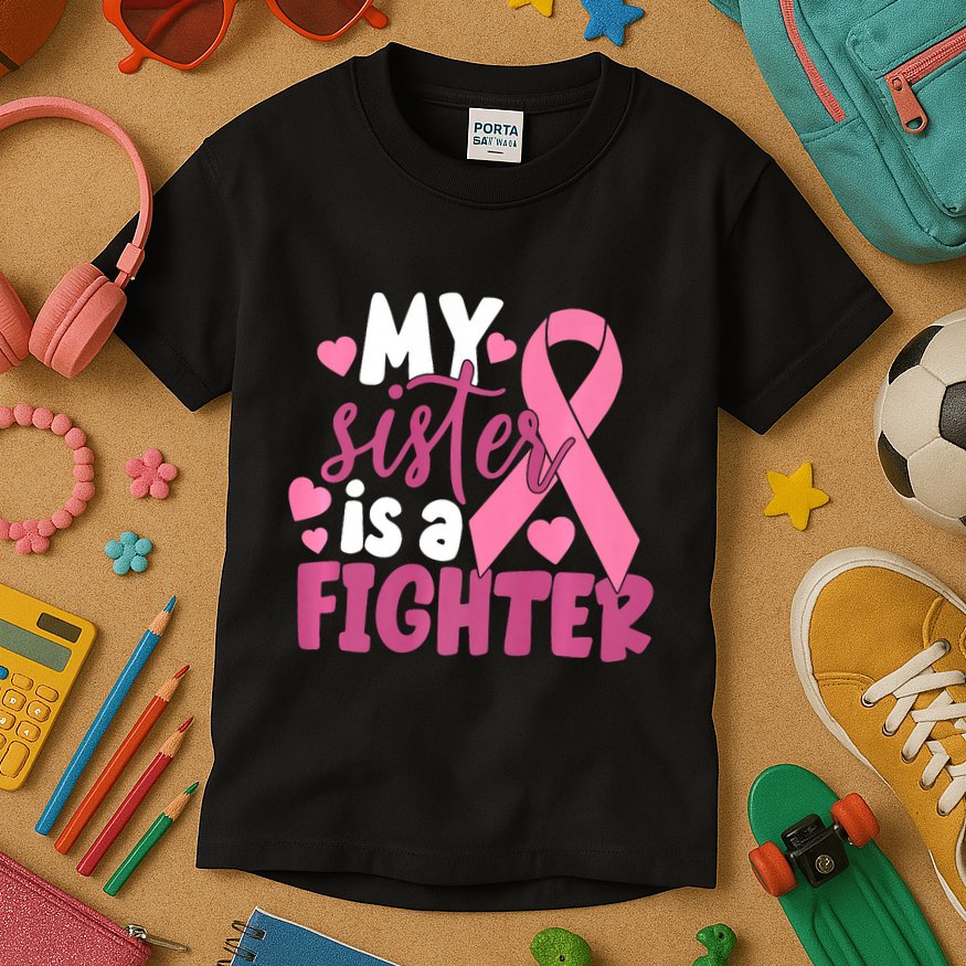My Sister Is A Fighter Cancer Awareness Kids T-Shirt