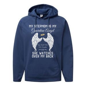 My Stepmom Is My Guardian Angel In Heaven Memorial Memory Meaningful Gift Performance Fleece Hoodie