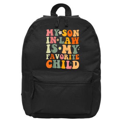 My Son In Law Is My Favorite Child Funny Family Humor Retro (1) 16 in Basic Backpack
