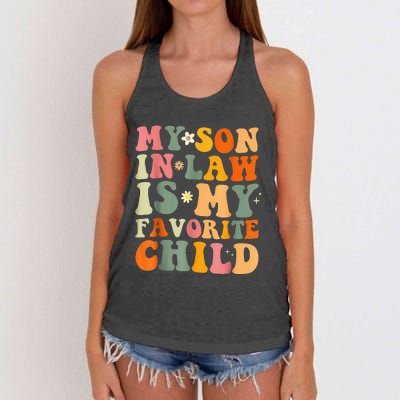 My Son In Law Is My Favorite Child Funny Family Humor Retro (1) Women's Knotted Racerback Tank