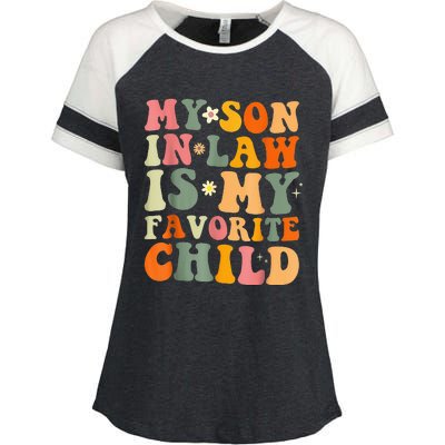 My Son In Law Is My Favorite Child Funny Family Humor Retro (1) Enza Ladies Jersey Colorblock Tee