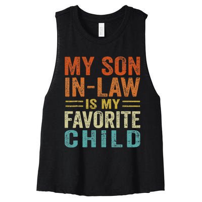 My Son In Law Is My Favorite Child Funny Family Humor Retro Women's Racerback Cropped Tank