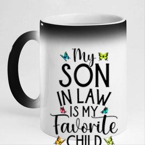 My Son In Law Is My Favorite Child Family Butterfly Design 11oz Black Color Changing Mug