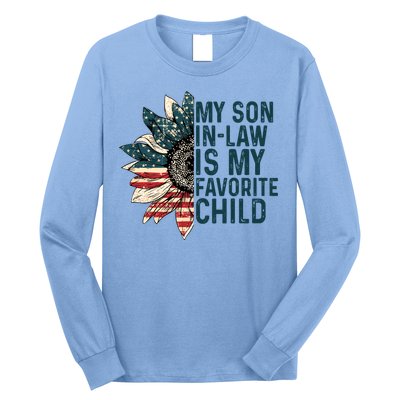 My Soninlaw Is My Favorite Retro Sunflowers Usa Flag Gift Long Sleeve Shirt