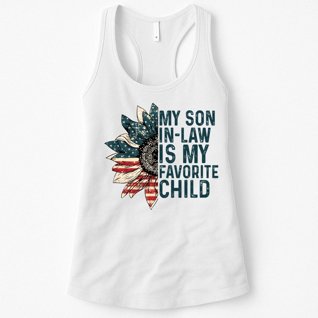 My Soninlaw Is My Favorite Retro Sunflowers Usa Flag Gift Womens Tank Top