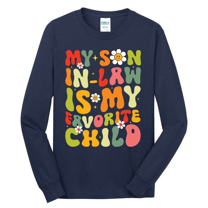 My Son In Law Is My Favorite Child Funny Mom Retro Groovy Tall Long Sleeve T-Shirt