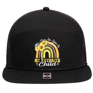 My Son In Law Is My Favorite Child Funny Rainbow Sunflower 7 Panel Mesh Trucker Snapback Hat