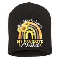 My Son In Law Is My Favorite Child Funny Rainbow Sunflower Short Acrylic Beanie