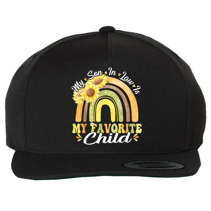 My Son In Law Is My Favorite Child Funny Rainbow Sunflower Wool Snapback Cap