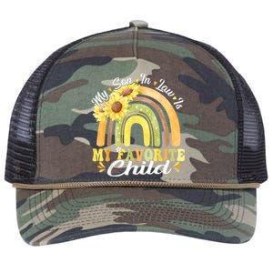 My Son In Law Is My Favorite Child Funny Rainbow Sunflower Retro Rope Trucker Hat Cap