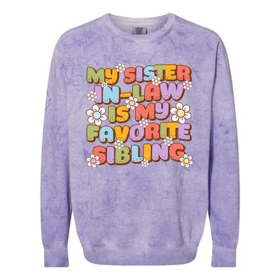 My SisterInLaw Is My Favorite Sibling Groovy Retro Sister Colorblast Crewneck Sweatshirt