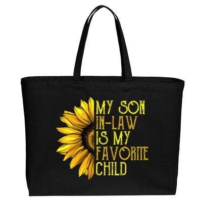 My Son In Law Is My Favorite Child Funny Sunflower Cotton Canvas Jumbo Tote