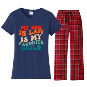 My Son In Law Is My Favorite Child Funny Family Humor Groovy Women's Flannel Pajama Set