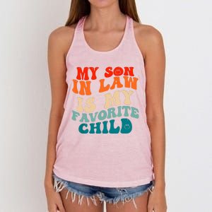 My Son In Law Is My Favorite Child Funny Family Humor Groovy Women's Knotted Racerback Tank