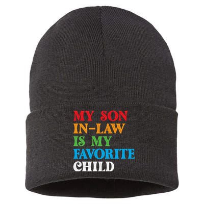 My Son In Law Is My Favorite Child Funny Family Humor Retro Sustainable Knit Beanie