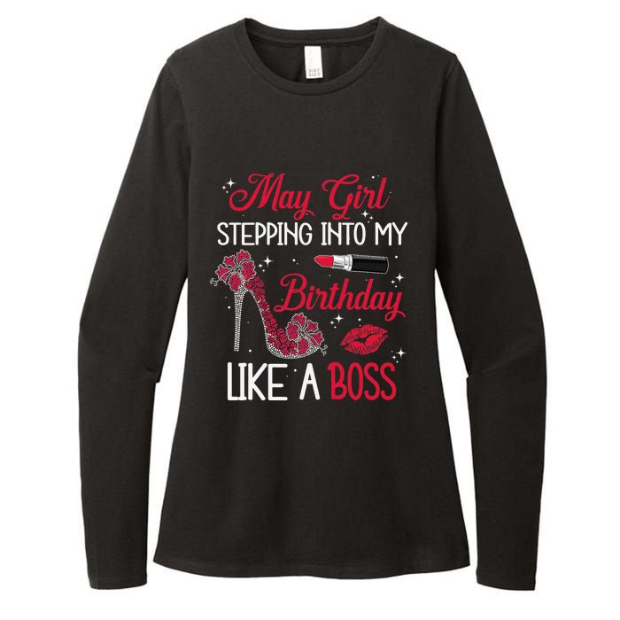 May Stepping Into My Birthday Like A Boss Shoes Gifts Womens CVC Long Sleeve Shirt