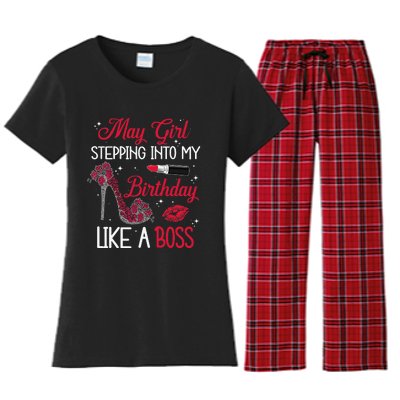 May Stepping Into My Birthday Like A Boss Shoes Gifts Women's Flannel Pajama Set