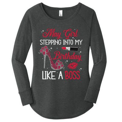 May Stepping Into My Birthday Like A Boss Shoes Gifts Women's Perfect Tri Tunic Long Sleeve Shirt