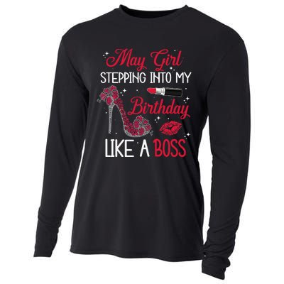 May Stepping Into My Birthday Like A Boss Shoes Gifts Cooling Performance Long Sleeve Crew