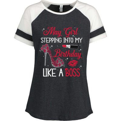 May Stepping Into My Birthday Like A Boss Shoes Gifts Enza Ladies Jersey Colorblock Tee